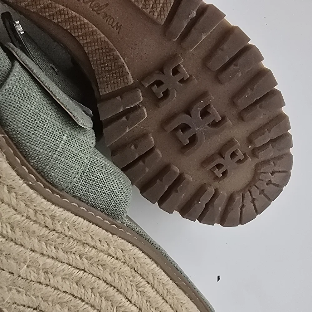 SAM EDELMAN Womens Green Platform Buckle Accent Livi Round Toe Espadrille SZ 10